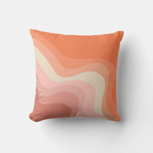 Rosa und orange Retro-Wellen Kissen