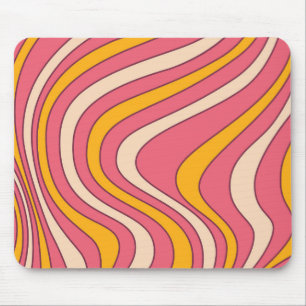 Rosa und orange Retro-Wellen Mousepad