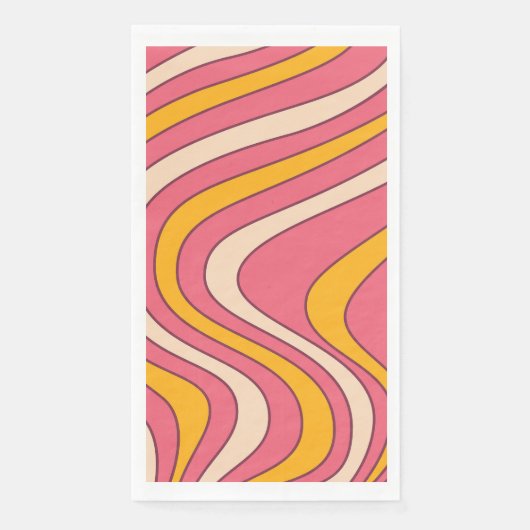 Rosa und orange Retro-Wellen Serviette (Vorderseite)