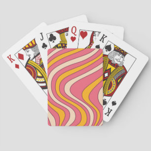 Rosa und orange Retro-Wellen Spielkarten