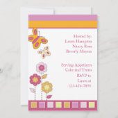 Rosa und orange Schmetterlings-Babyparty-Einladung Einladung (Rückseite)