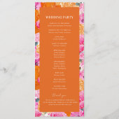 Rosa und orange Sommer Blütenblütenblüte Hochzeit Programm (Rückseite)