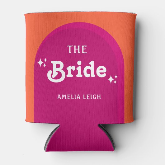 Rosa und orange Sonnenuntergang Retro The Bridge Dosenkühler (Vorderseite)