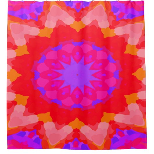 Rosa und orange Sternexplosion Duschvorhang (Vorderseite)