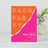 Rosa und Orange Streamer Junggeselinnen-Abschied Einladung (Stehend Vorderseite)