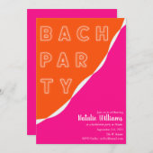 Rosa und Orange Streamer Junggeselinnen-Abschied Einladung (Vorne/Hinten)