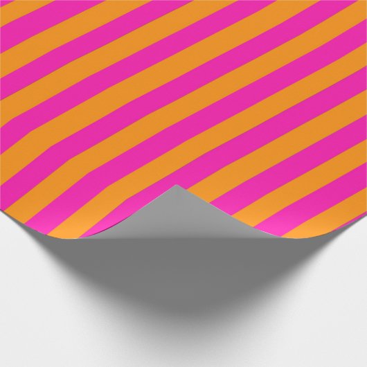 Rosa und orange Streifen Geschenkpapier (Ecke)