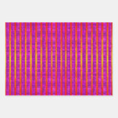 Rosa und Orange, Streifen, Kariert, Polka-Punkte Geschenkpapier Set (Vorderseite)