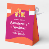 Rosa und orange Sunset Retro Bacheloretto Geschenkschachtel (Rückseite)