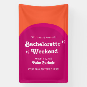 Rosa und orange Sunset Retro Bacheloretto Wochenen Banner