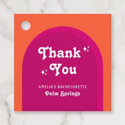 Rosa und orange Sunset Retro Bacheloretto Wochenen Geschenkanhänger (Vorderseite)