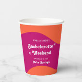 Rosa und orange Sunset Retro Bacheloretto Wochenen Pappbecher (Rückseite)