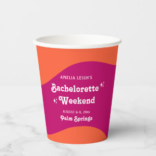 Rosa und orange Sunset Retro Bacheloretto Wochenen Pappbecher