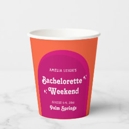 Rosa und orange Sunset Retro Bacheloretto Wochenen Pappbecher