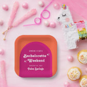 Rosa und orange Sunset Retro Bacheloretto Wochenen Pappteller (Party)