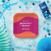 Rosa und orange Sunset Retro Bacheloretto Wochenen Pappteller (Party)