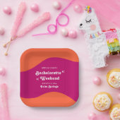 Rosa und orange Sunset Retro Bacheloretto Wochenen Pappteller (Party)
