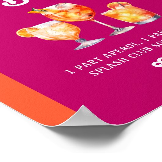 Rosa und Orange Sunset Retro Spritz Bar Poster (Ecke)