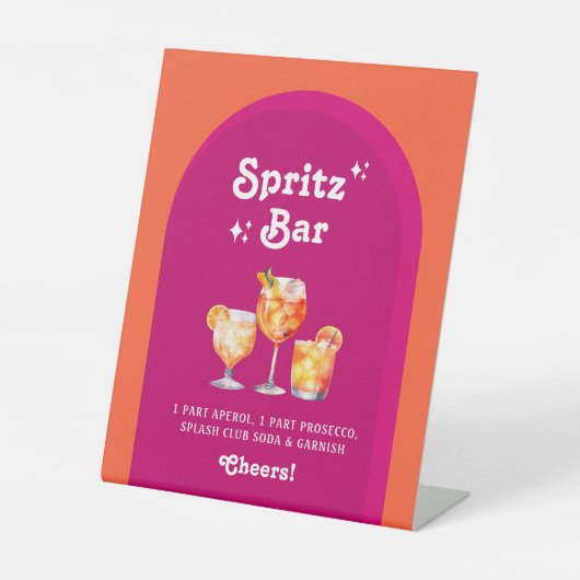 Rosa und Orange Sunset Retro Spritz Bar Sockelschild (Vorderseite)