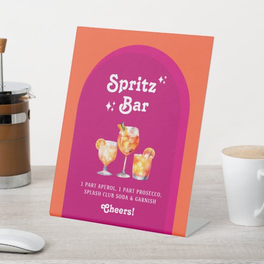 Rosa und Orange Sunset Retro Spritz Bar Sockelschild (In SItu)