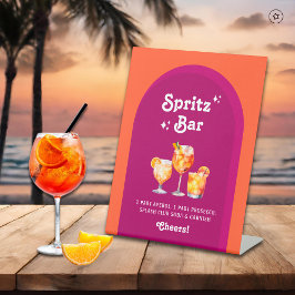 Rosa und Orange Sunset Retro Spritz Bar Sockelschild