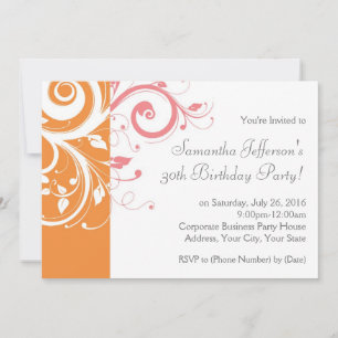 Rosa und orange Swirl Geburtstagsparty Einladung