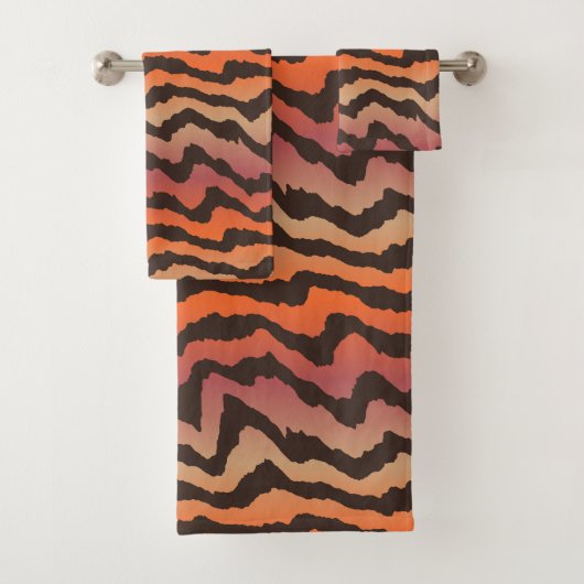 Rosa und Orange Tigerstreifen Badhandtuch Set (Insitu)