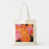 Rosa und orange Tulips Initial Tragetasche (Rückseite)