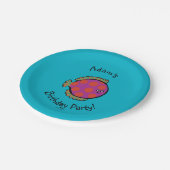 Rosa und orange Tupfen-Fische Pappteller (Schrägansicht)