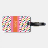 Rosa und orange Tupfen-Monogramm-Gepäckanhänger Gepäckanhänger (Rückseite horizontal)