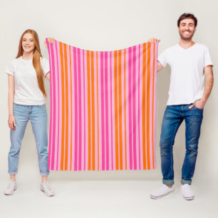  Rosa und orange vertikal gestreift Design   Fleecedecke