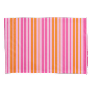 Rosa und orange vertikal gestreift Design Kissenbezug