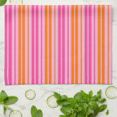 Rosa und orange vertikale Streifen Design Geschirrtuch (Gefaltet)