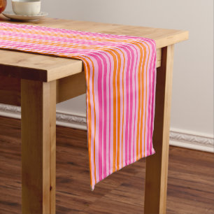 Rosa und orange vertikale Streifen Design Kurzer Tischläufer