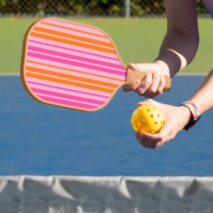 Rosa und orange vertikale Streifen Design Pickleball Schläger