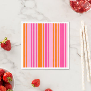 Rosa und orange vertikale Streifen Design Serviette