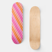 Rosa und orange vertikale Streifen Design Skateboard (Vorderseite)