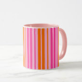 Rosa und orange vertikale Streifen Design Tasse (VorderseiteRechts)