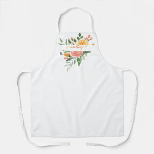 Rosa und orange Wasserfarbe florale personalisiert Schürze