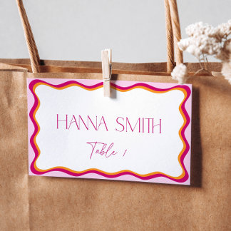 Rosa und orange weiße Grenzsitze Platzkarte