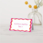 Rosa und orange weiße Grenzsitze Platzkarte (Vorderseite)