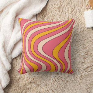 Rosa und orange Wellen im Retro-Stil Kissen