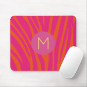 Rosa und orange Zebra Streifen Moderne Monogramme Mousepad (Mit Mouse)