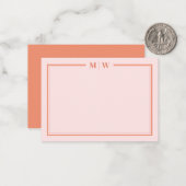 Rosa und orangefarbene Anfangsmonogramm Mitteilungskarte (Vorderseite/Rückseite Beispiel)
