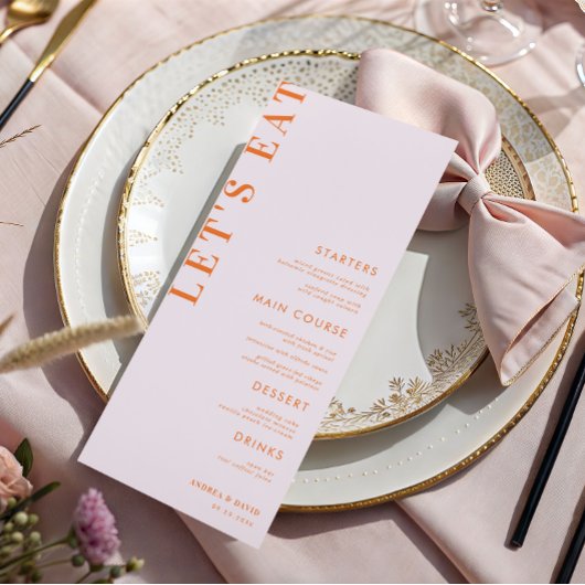 Rosa und orangefarbene Aprikose Crush-Menü Menükarte