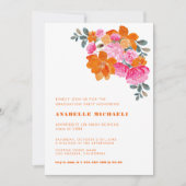 Rosa und orangefarbene Aquarelltöne Abschluss Einladung (Vorderseite)