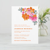 Rosa und orangefarbene Aquarelltöne Abschluss Einladung (Stehend Vorderseite)