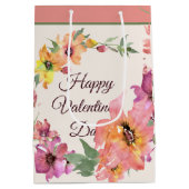 Rosa und orangefarbene Aquarelltöne Mittlere Geschenktüte (Rückseite)