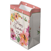 Rosa und orangefarbene Aquarelltöne Mittlere Geschenktüte (Rückseite Schrägansicht)