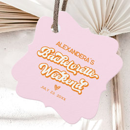 Rosa und orangefarbene Bachelorette Geschenkanhänger